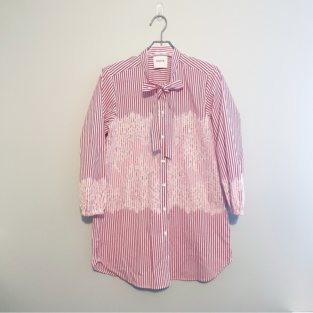 CO|TE Cleope Shirt Striped Lace Detail Bow Blouse